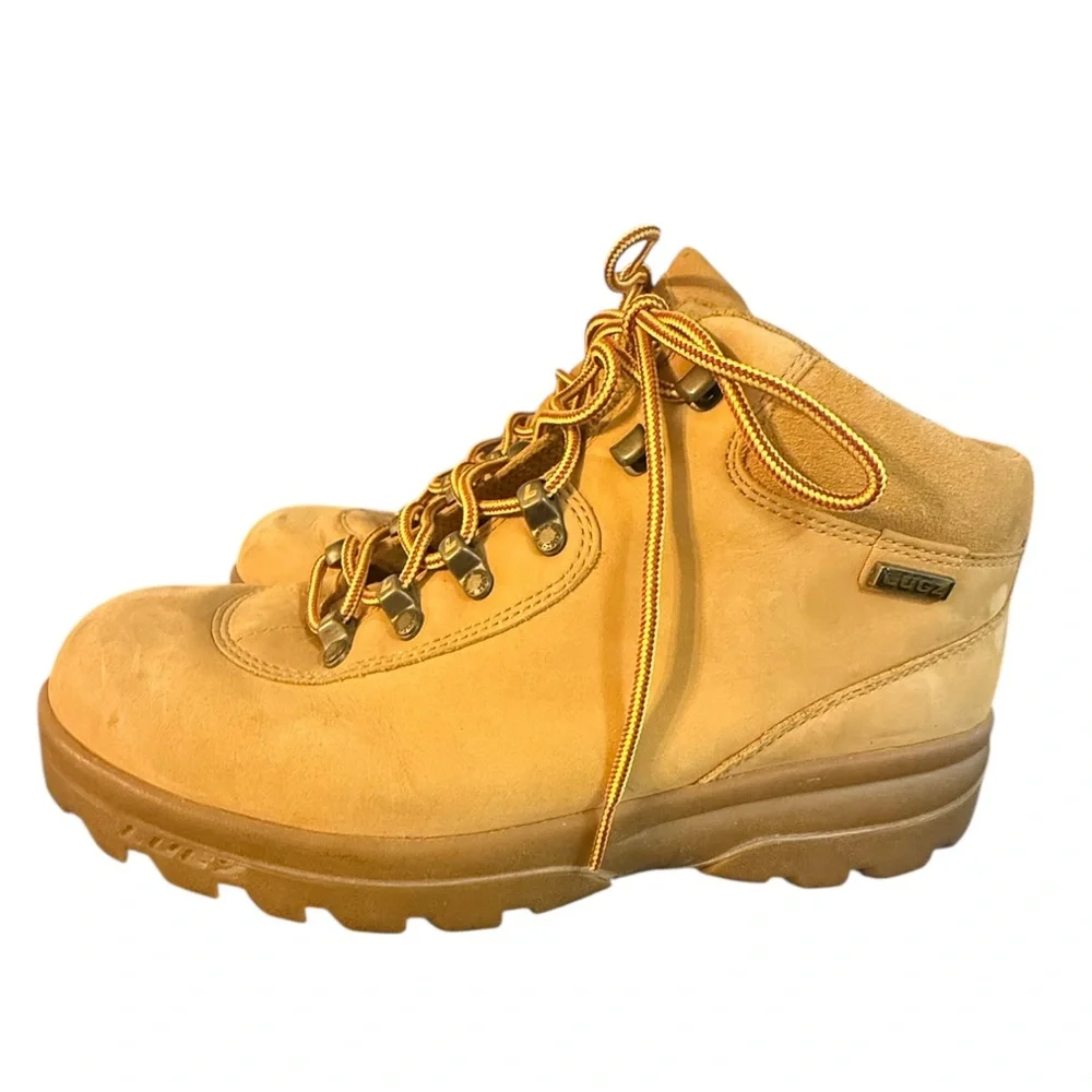 Men’s Lugz Steel Safety Toe Work Boots Size 10 Wheat Low Leather Tan EUC
